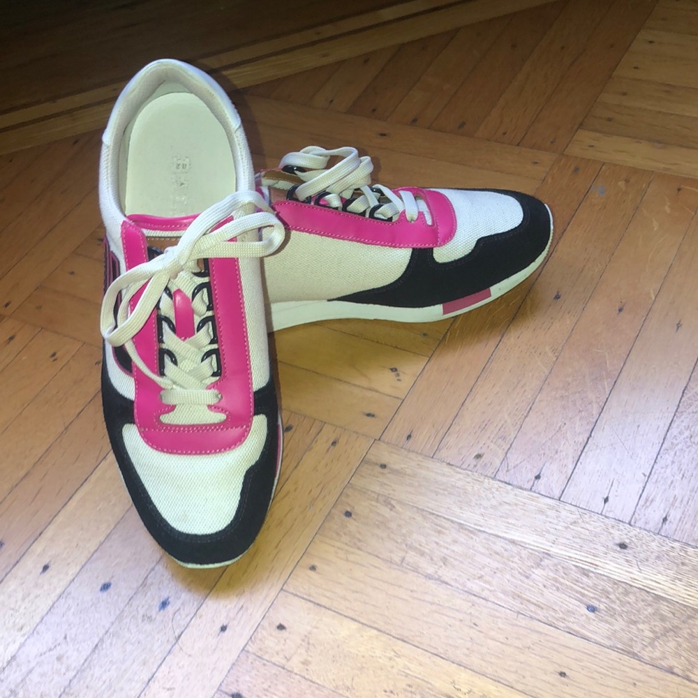 EUC Bally Ladies Sneakers. Hot pink, black and cream